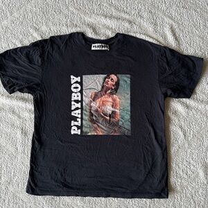 PLAYBOY Black Tee with Artistic Graphic